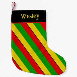 Meia De Natal Pequena Rasta Flag Colors Striped