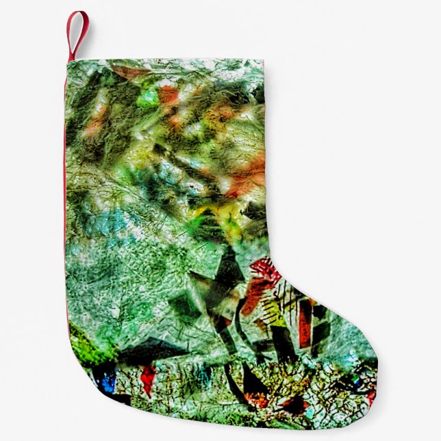 Meia De Natal Pequena Reciclado branco de estocagem de Natal (Frente)