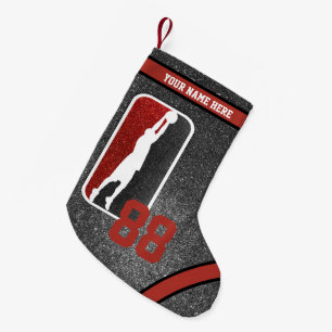 Meia De Natal Pequena Red and Black Glitter Team Jersey
