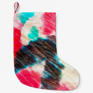 Meia De Natal Pequena Red Artistic Dirty. Shibori Pattern. Summer Brush