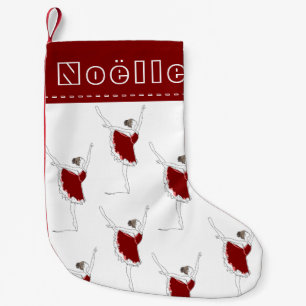 Meia De Natal Pequena Red Ballerina Personalizada Rapariga de Natal