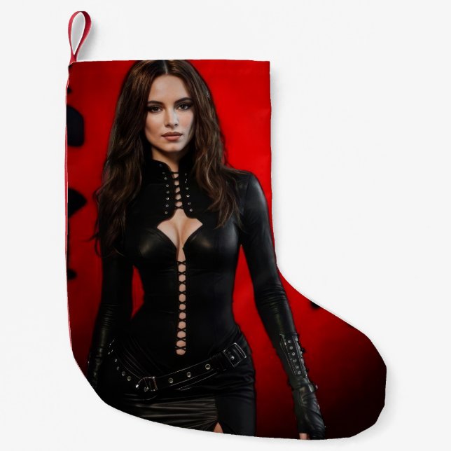 Meia De Natal Pequena Red Black christmas stocking (Frente)