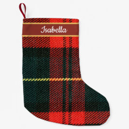 Meia De Natal Pequena Red & Green Buffalo Plaid Personalized