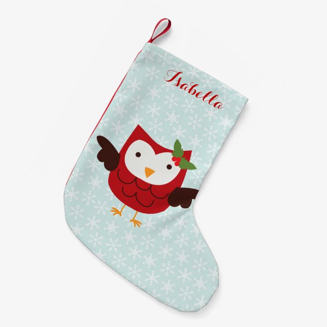 Meia De Natal Pequena Red Holiday Ownership Personalizado (Frente (Pendurada))