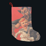 Meia De Natal Pequena Red Krampus Pulando Boys Ears<br><div class="desc">Vintage Krampus impressão de Natal</div>
