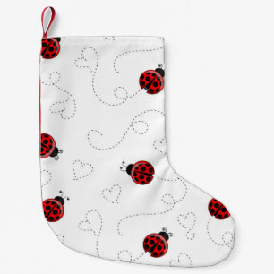 Meia De Natal Pequena Red Ladybug Beetle Insett Lover Black Hearts