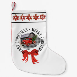 Meia De Natal Pequena Red Pick Up Truck Christmas Stocking