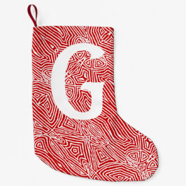 Meia De Natal Pequena Red Scribbleprint