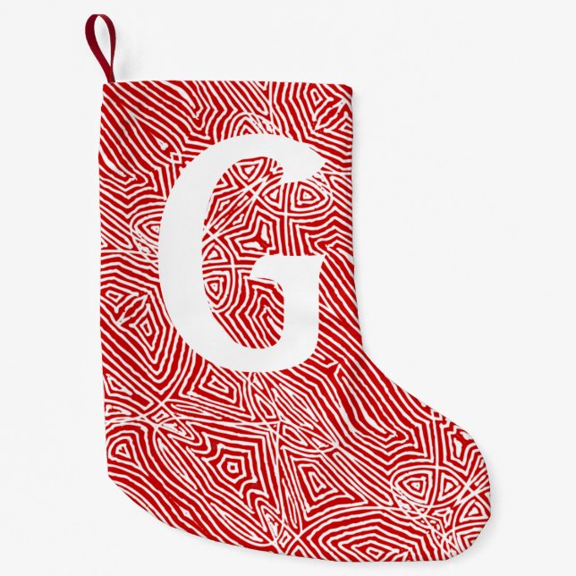 Meia De Natal Pequena Red Scribbleprint (Frente)