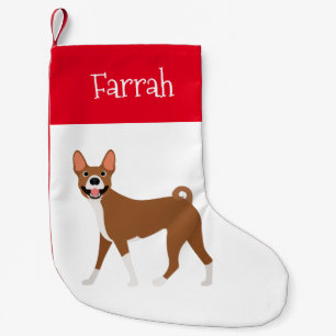 Meia De Natal Pequena Red White Basenji Personalizado