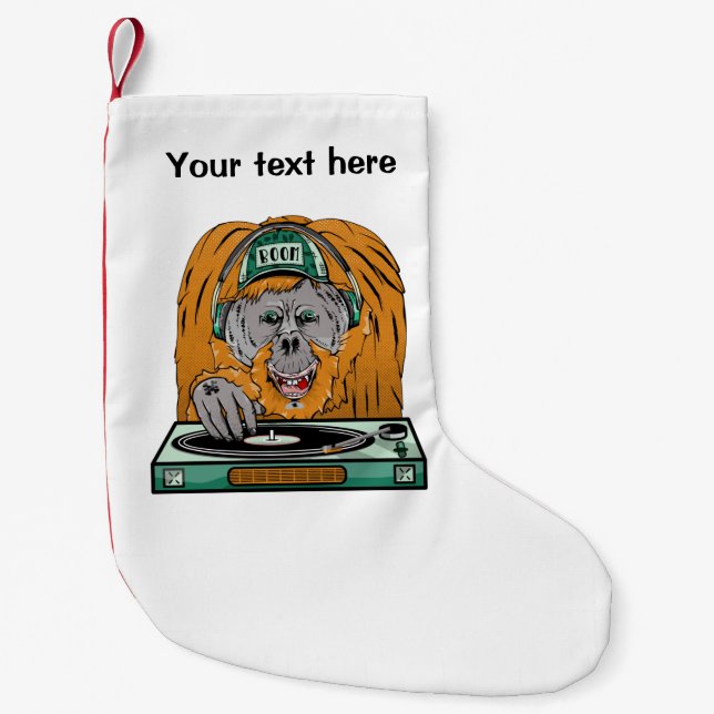 Meia De Natal Pequena Registro de Vinil Orangutan (Frente)