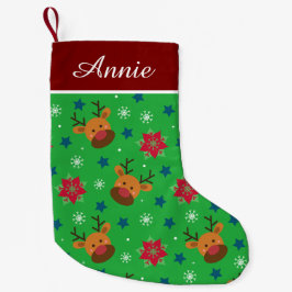 Meia De Natal Pequena Rena e Floco de Neve Personalizados Fofos