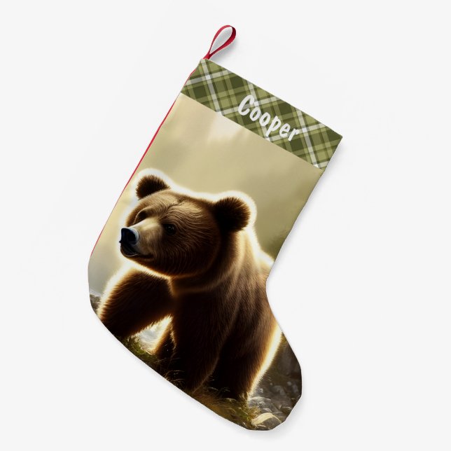 Meia De Natal Pequena Retrato Personalizado da Vida Selvagem do Urso Mar (Frente (Pendurada))