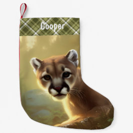 Meia De Natal Pequena Retrato Personalizado da Young Cougar Wildlife