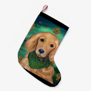 Meia De Natal Pequena Retriever Dourado