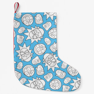 Meia De Natal Pequena RICK E MORTY™ Padrão de Cabeça da Família Sm