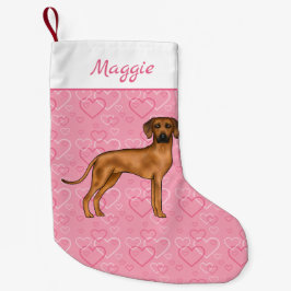 Meia De Natal Pequena Ridgeback Ridgeback Cão Em Corações Rosa Com Nome