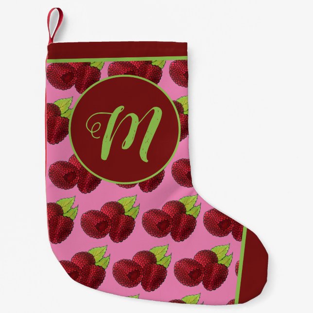 Meia De Natal Pequena Ripe Framboesas Vermelhas Framboesas Impressão de  (Frente)