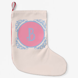 Meia De Natal Pequena Rosa e azul personalizados