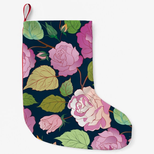 Meia De Natal Pequena Rosas 16 (Frente)