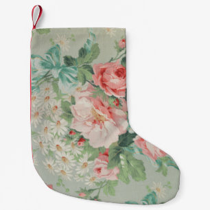 Meia De Natal Pequena rosas e Tecidos britânicos de 1890