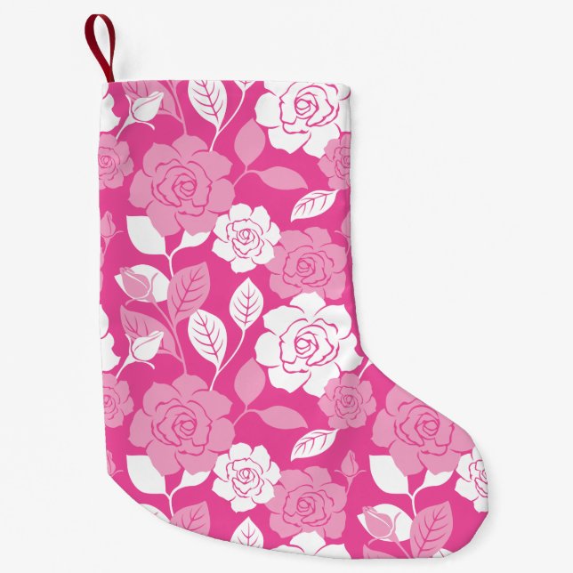 MEIA DE NATAL PEQUENA ROSE PATTERN (PINK) (Frente)
