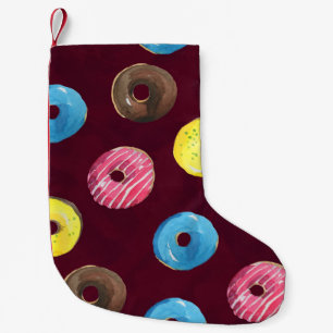 Meia De Natal Pequena Rosquinhas Ruby: Padrão Sem Costura De Aquarela.