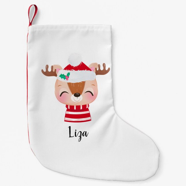 Meia De Natal Pequena Rosto de Rebelde Sorridente de Natal (Frente)