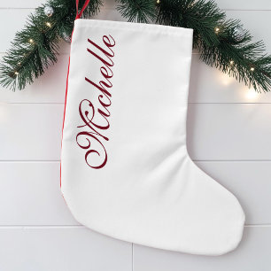 Meia De Natal Pequena Roteiro Elegante Personalizado Nome Burgundy Simpl