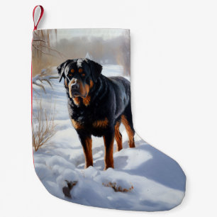 Meia De Natal Pequena Rottweiler Deixe Neve Natal