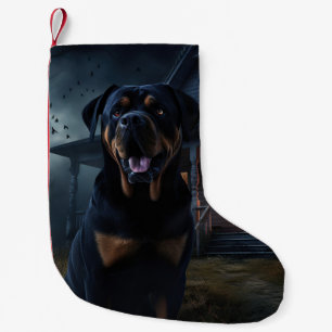 Meia De Natal Pequena Rottweiler Halloween Assustador