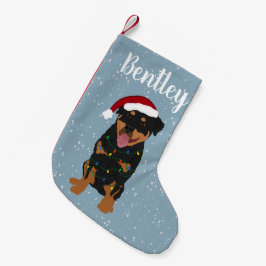 Meia De Natal Pequena Rottweiler Personalizado