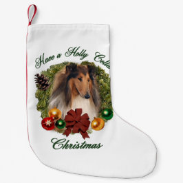 Meia De Natal Pequena Rough Collie Christmas