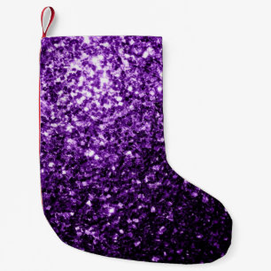 Meia De Natal Pequena Roxo escuro brilho falso brilhos faiscantes