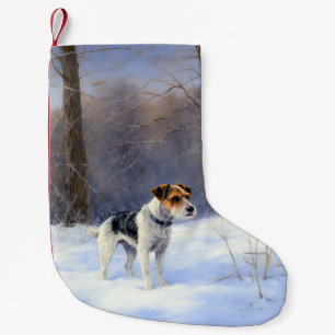 Meia De Natal Pequena Russell Terrier Deixe Nevar Natal