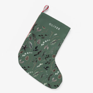 Meia De Natal Pequena Sage green moderna scandi elegante guião Natal