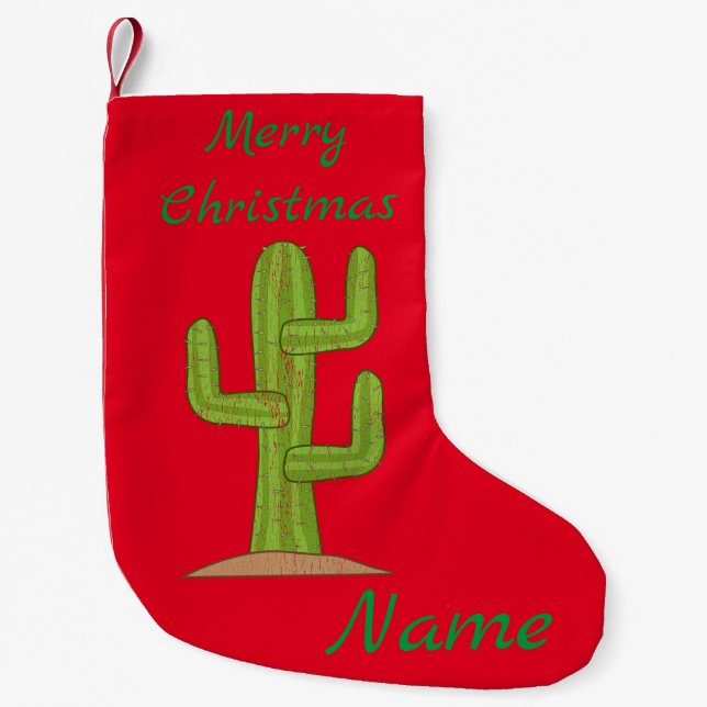 Meia De Natal Pequena Saguaro Cactus Thunder_Cove (Frente)