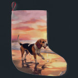 Meia De Natal Pequena Sandy Paws Beagle Dog em Beach Sunset<br><div class="desc">Mergulhe na beleza tranquila do nosso cão "Sandy Paws and Sunset Hues" na design do pôr do sol da praia. Esta cena cativante captura a essência de uma noite perfeita na costa, com um companheiro leal canino desfrutando das areias ouros e das lutas respiratórias do sol. Quer você seja um...</div>