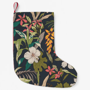 Meia De Natal Pequena Sangue tropical: Padrão de flor sem costura