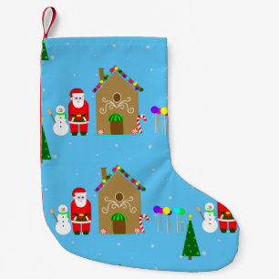 Meia De Natal Pequena santa claus christmas gingerbis house