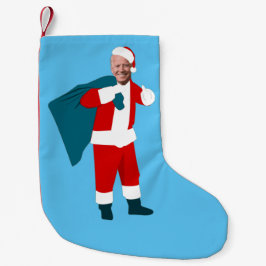 Meia De Natal Pequena santa claus joe biden natal azul