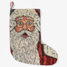 Meia De Natal Pequena Santa Claus Surprised