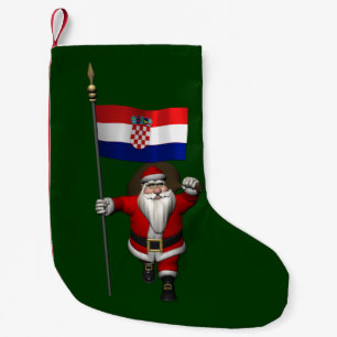Meia De Natal Pequena Santa Claus Visitando a Croácia