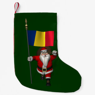 Meia De Natal Pequena Santa Claus Visitando a Romênia
