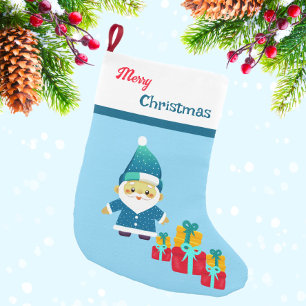 Meia De Natal Pequena Santa Clause com presentes