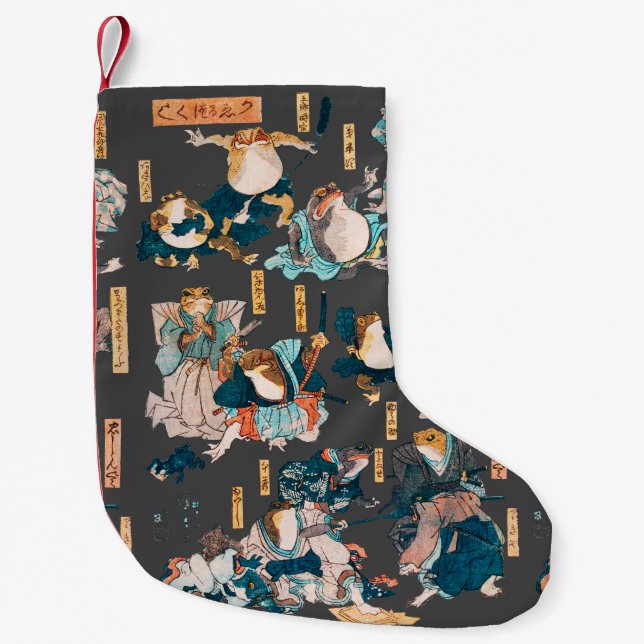 Meia De Natal Pequena Sapo japonês ukiyo-e Froggies (Frente)
