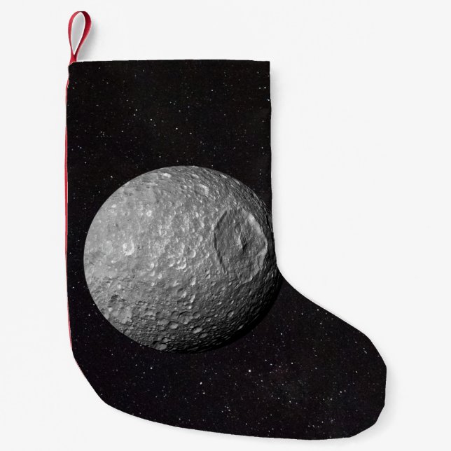 Meia De Natal Pequena Saturn Moon Mimas Starry Sky (Frente)