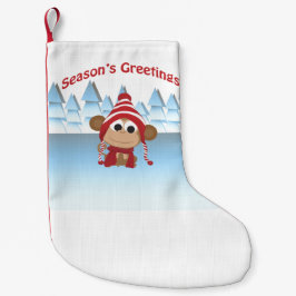 Meia De Natal Pequena Saudações da temporada! Macaco