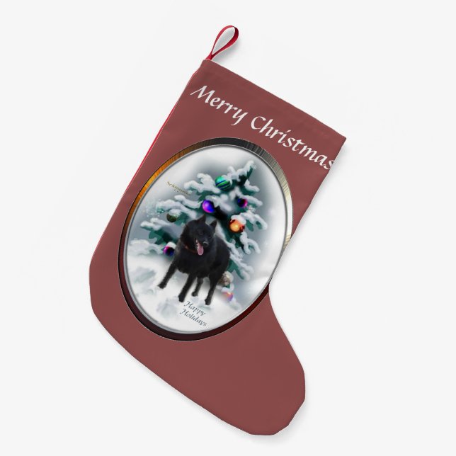 Meia De Natal Pequena Schipperke Christmas (Frente (Pendurada))