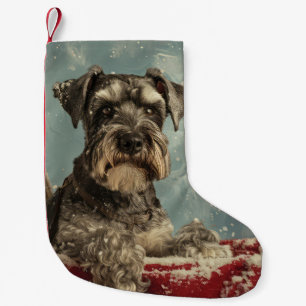 Meia De Natal Pequena Schnauzer Cachorro Natal Festivo
